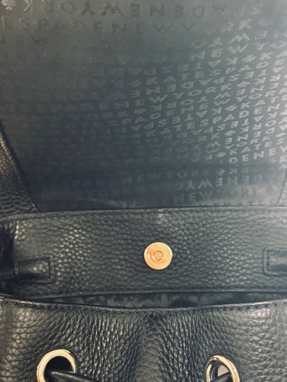 Kate Spade Leila Medium Flap Black Pebbled Leather Backpack - Picture 12 of 16
